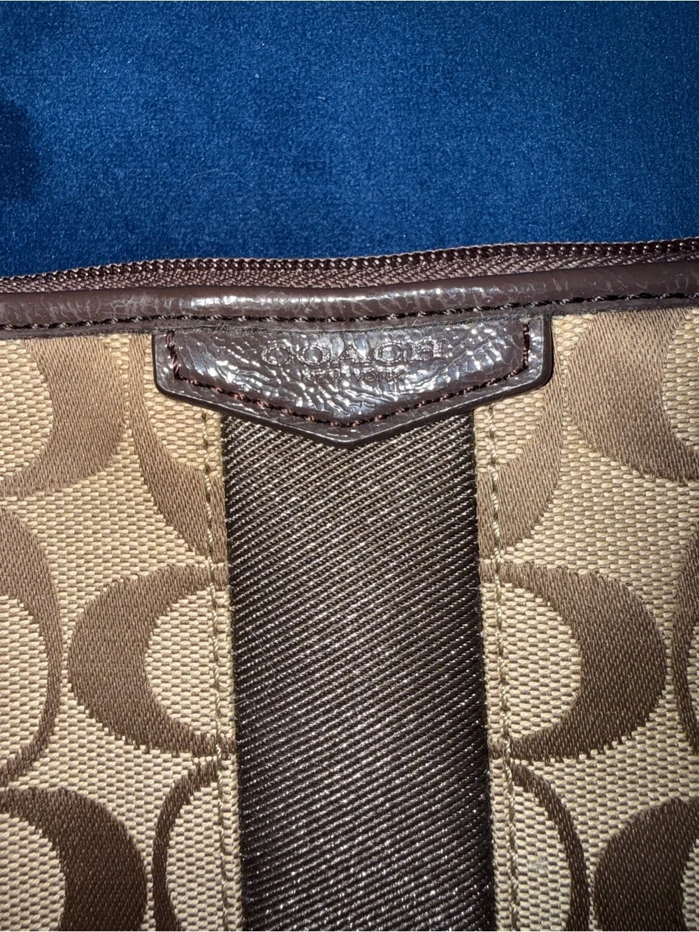 Coach Brown Signature Monogram Wristlet Phone Case